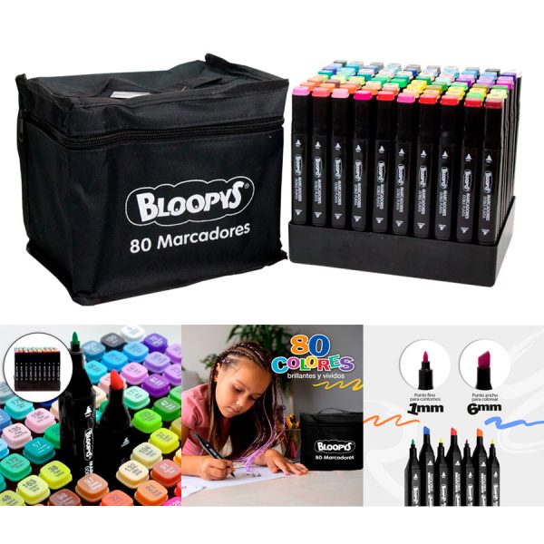 Plumones Bloopys - Caja con 80 Marcadores