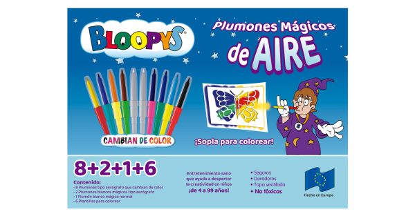 Plumones Mágicos Bloopys Aire ¡Cambian Color al Soplar!
